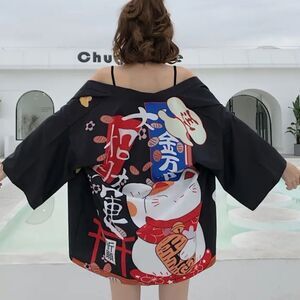 Maneki Neko Kimono One Size Fits Most Japanese Money Cat